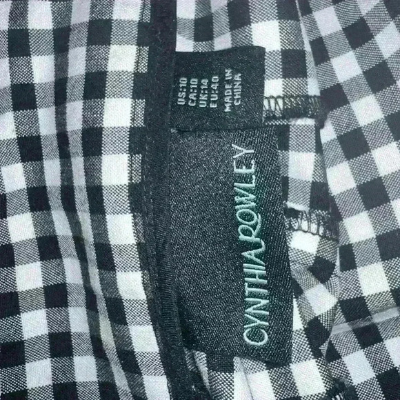 CYNTHIA ROWLEY High Waist Ruffle Trim Gingham , 10 Preppy Monochrome Emo - Picture 5 of 5